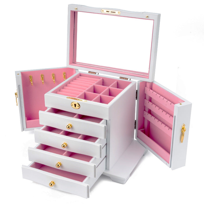 BOÎTE DE RANGEMENT À BIJOUX MULTICOUCHE GRANDE CAPACITÉ EN BOIS