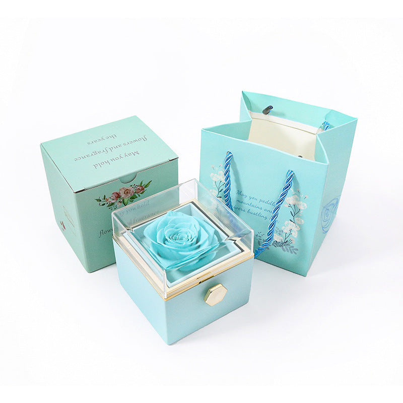 BOÎTE CADEAU BIJOUX ROSE ÉTERNELLE ROTATIVE CRÉATIVE (SANS LOGO)