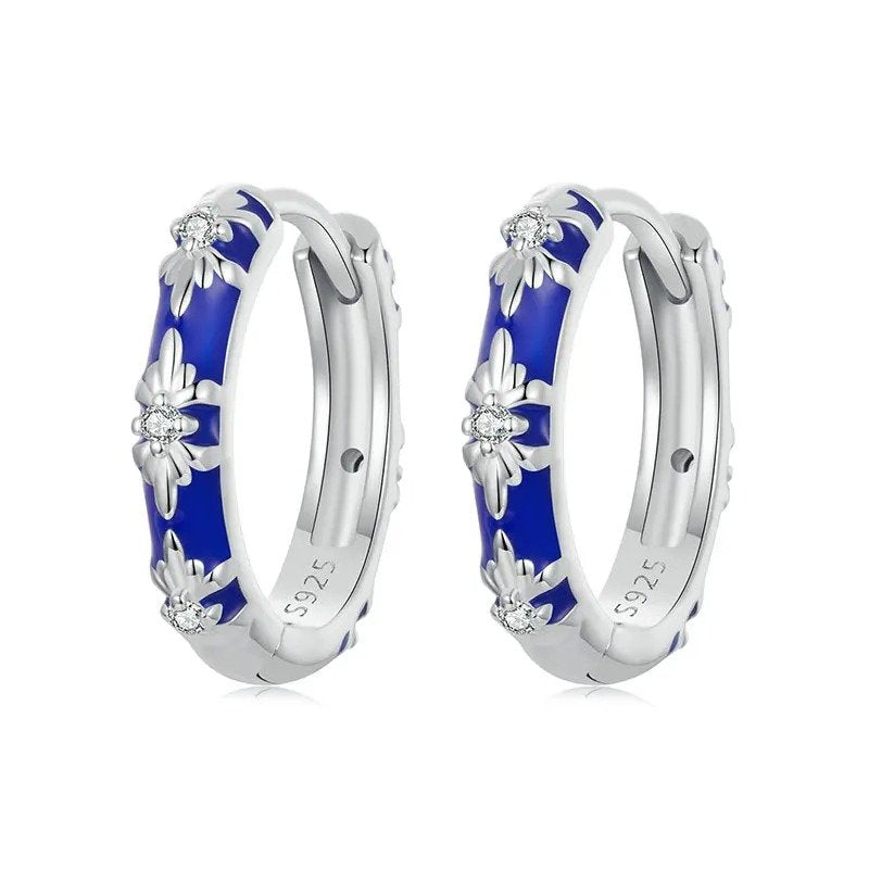 Boucles d'oreilles créoles « Amour Infini » plaqué or blanc, légères, pour cartilage