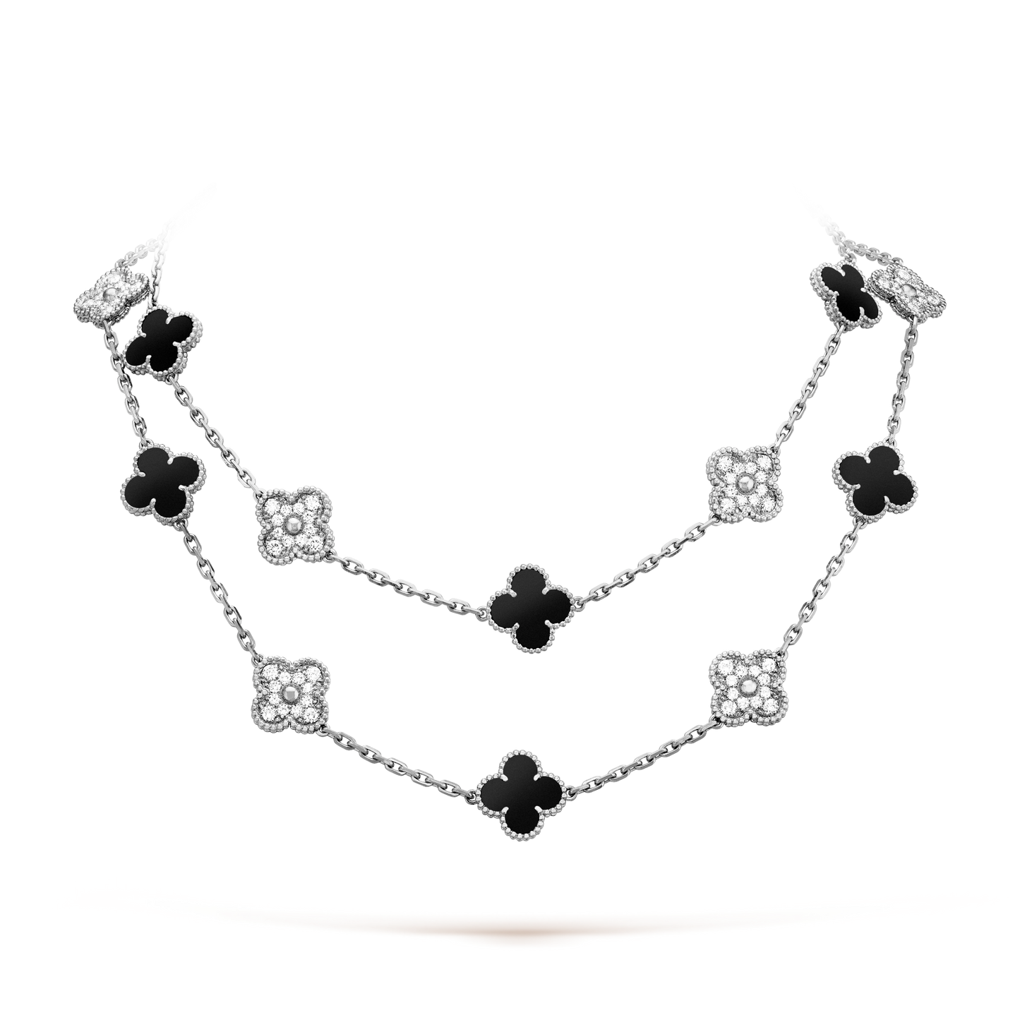 [Lumi Jewels]CLOVER 20 MOTIFS ONYX DIAMOND SILVER