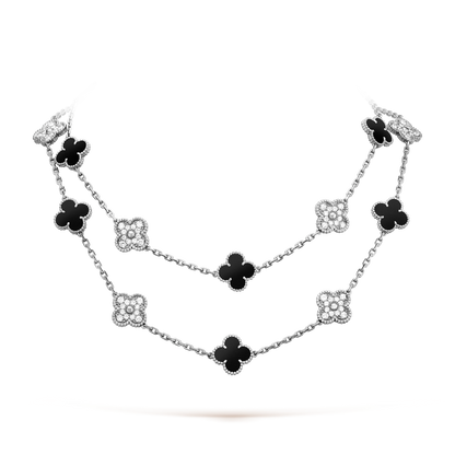 [Lumi Jewels]CLOVER 20 MOTIFS ONYX DIAMOND SILVER