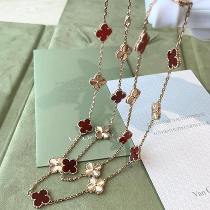 [Lumi Jewels]CLOVER 20 MOTIFS LASER CARNELIAN NECKLACE