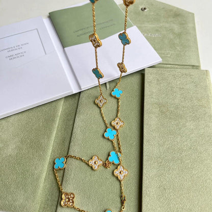 [Lumi Jewels]CLOVER 20 MOTIFS TURQUOISE DIAMOND NECKLACE