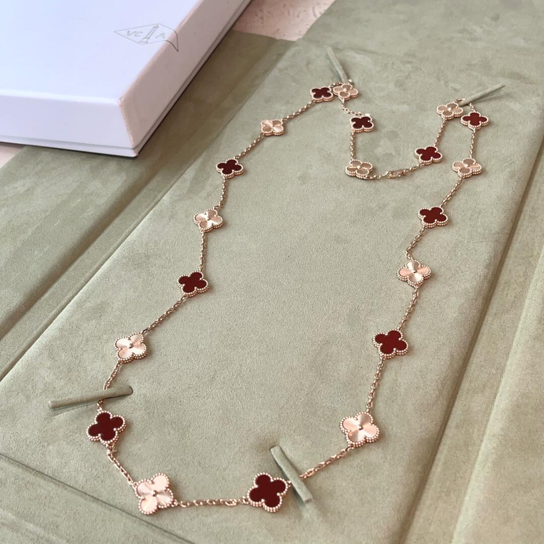 [Lumi Jewels]CLOVER 20 MOTIFS LASER CARNELIAN NECKLACE