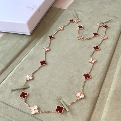 [Lumi Jewels]CLOVER 20 MOTIFS LASER CARNELIAN NECKLACE