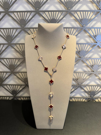 [Lumi Jewels]CLOVER 20 MOTIFS LASER CARNELIAN NECKLACE