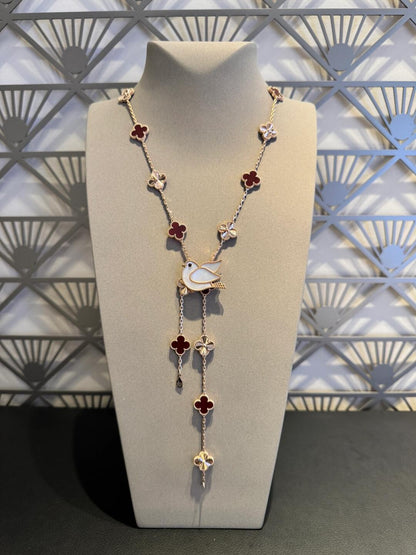 [Lumi Jewels]CLOVER 20 MOTIFS LASER CARNELIAN NECKLACE