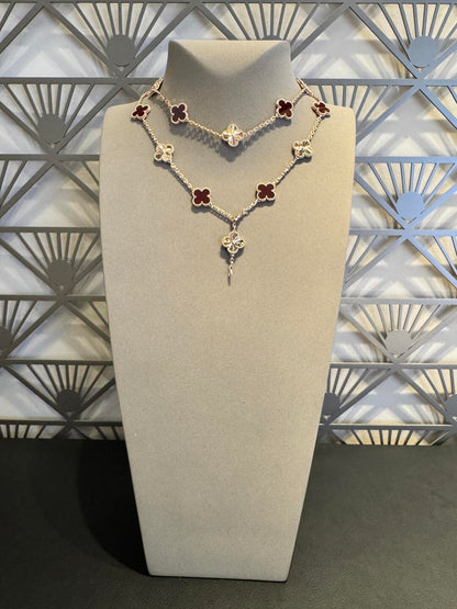 [Lumi Jewels]CLOVER 20 MOTIFS LASER CARNELIAN NECKLACE
