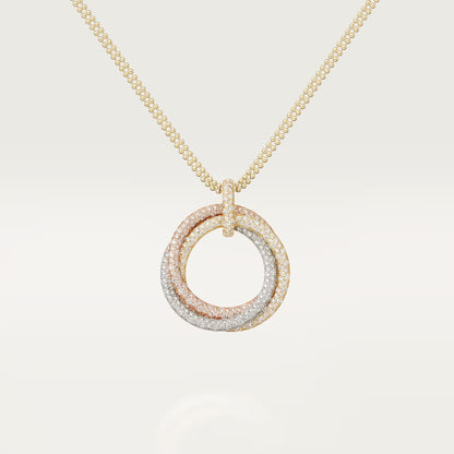 [Lumi Jewelery]TRINITY LARGE FULL DIAMOND  NECKLACE