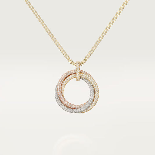 [Lumi Jewelery]TRINITY LARGE FULL DIAMOND  NECKLACE