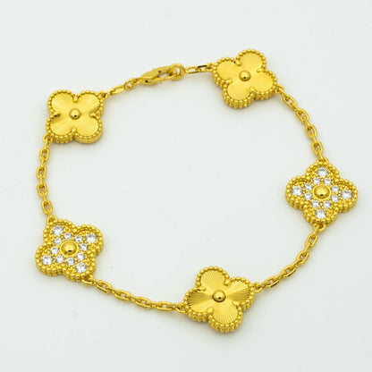 [Lumi Jewels]CLOVER BRACELET 5 MOTIFS GOLD DIAMOND