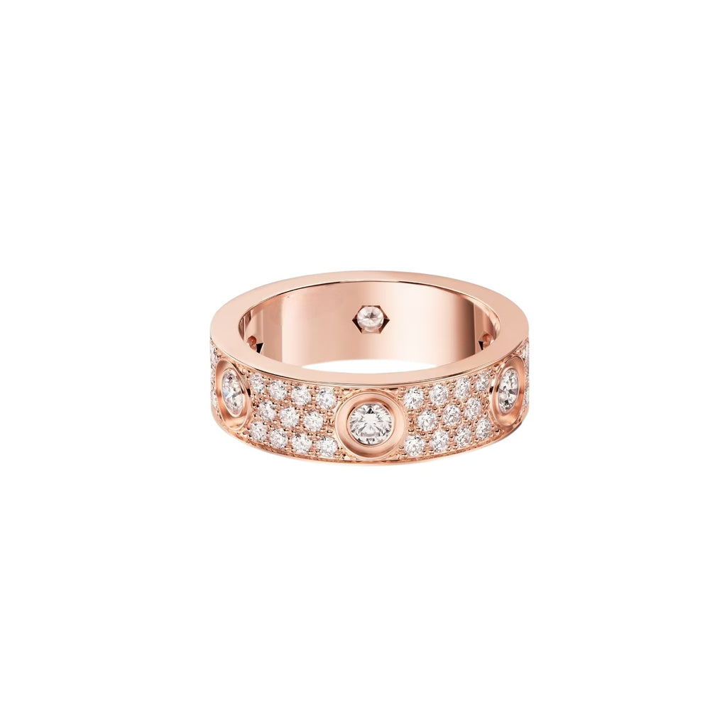 [Lumi Jewelery]LOVE 5.5MM FULL-PAVE 6-DIAMOND RING