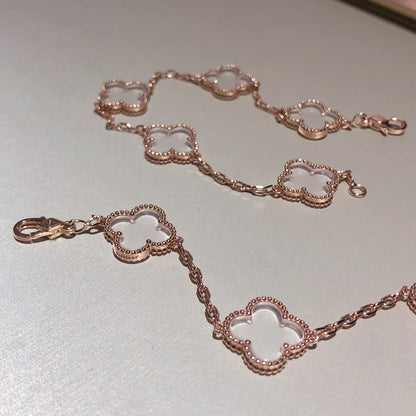 [Lumi Jewels]CLOVER 5 MOTIF ROCK CRYSTAL BRACELET