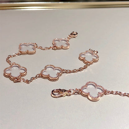 [Lumi Jewels]CLOVER 5 MOTIF ROCK CRYSTAL BRACELET
