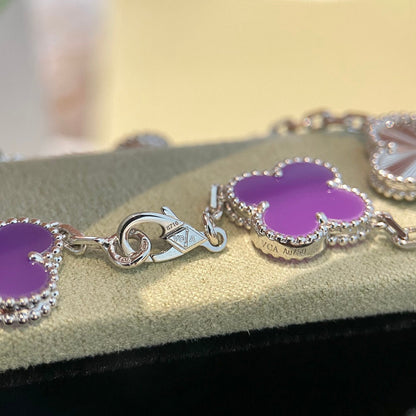[Lumi Jewels]CLOVER  5 MOTIFS  PURPLE VIOLET BRACELET SILVER