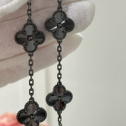 [Lumi Jewels]CLOVER 5 MOTIF BLACK BRACELET