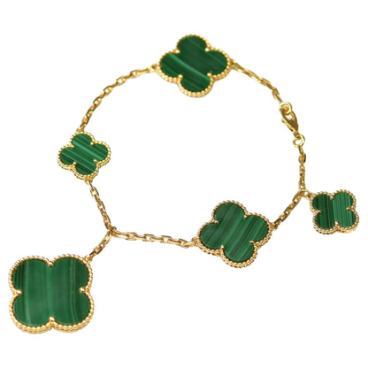 [Lumi Jewels]MAGIC CLOVER MALACHITE GOLD BRACELET 5 MOTIFS