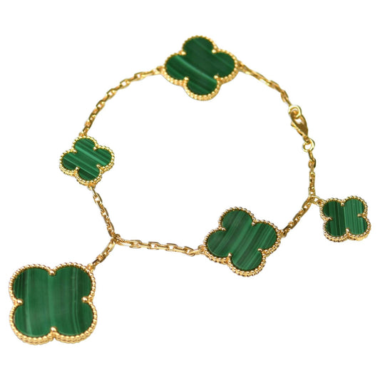 [Lumi Jewels]MAGIC CLOVER MALACHITE GOLD BRACELET 5 MOTIFS