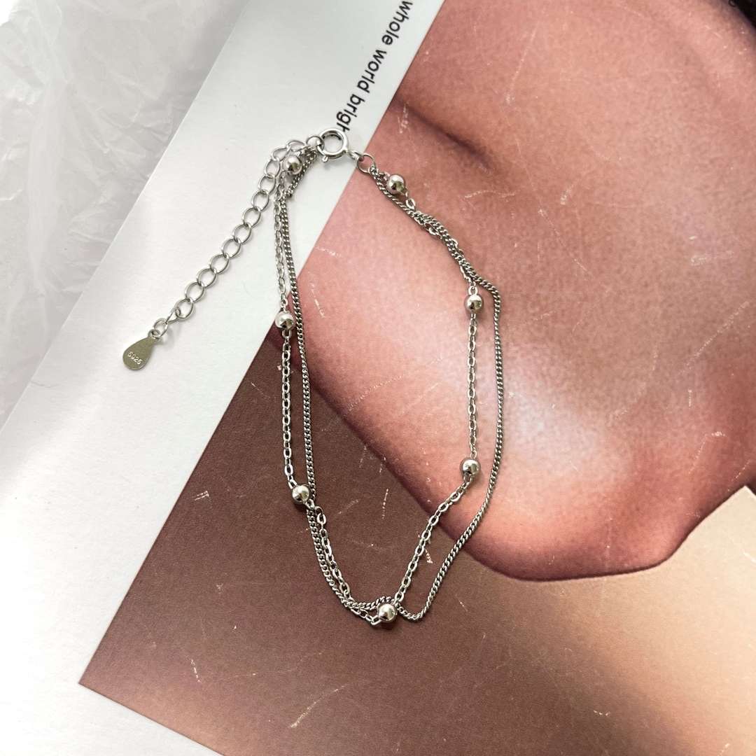[Lumi Jewels]Delicate Bead Double Layer Bracelet