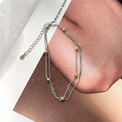 [Lumi Jewels]Delicate Bead Double Layer Bracelet