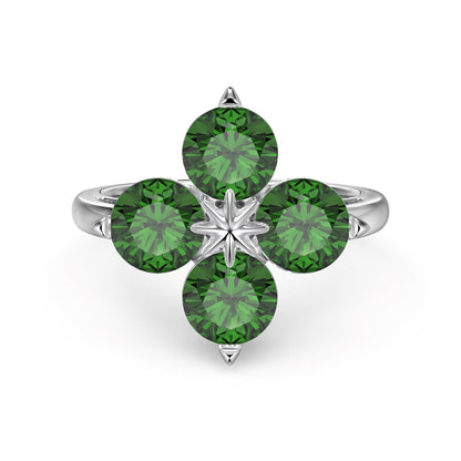 [Lumi Jewels]Four-Leaf Clover Eight-Pointed Star Ring