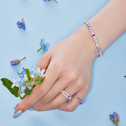 [Lumi Jewels]Dainty Kaleidoscopic Emerald Cut Daily Ring