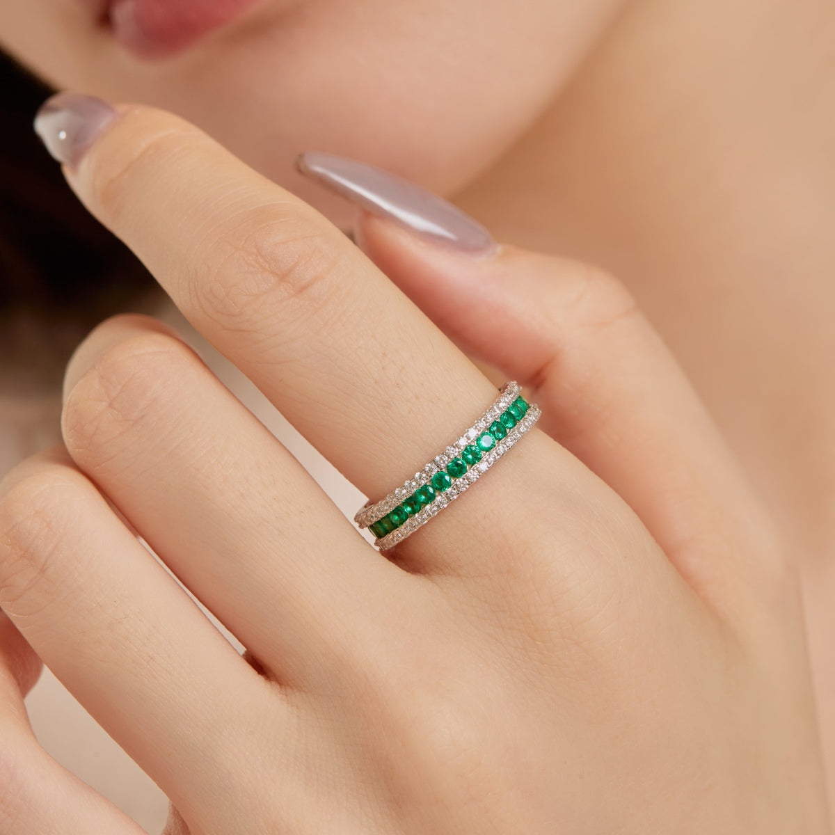 [Lumi Jewels]Delicate Colorful Round Cut Daily Ring