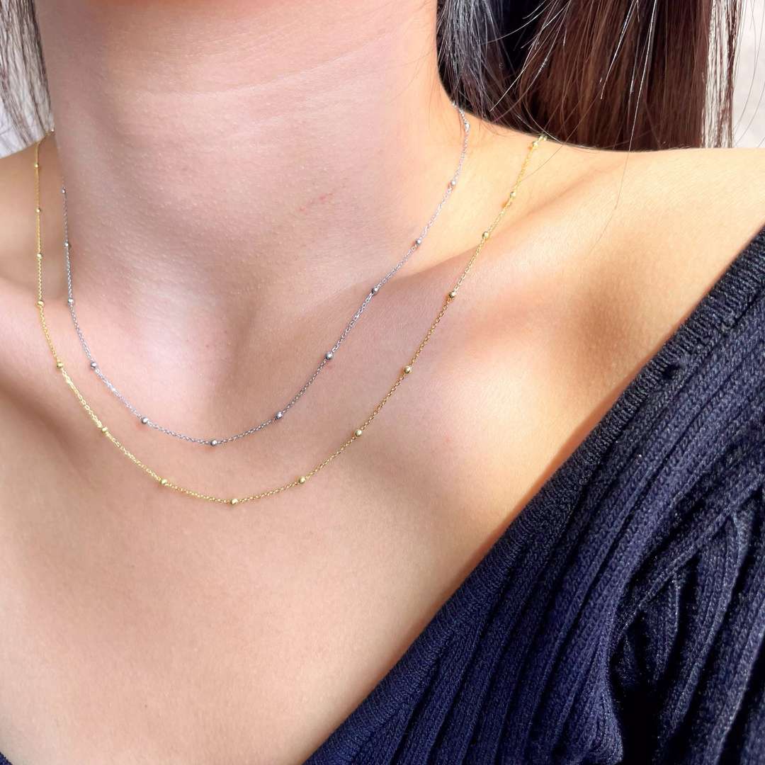 [Lumi Jewels]Small Bead Clavicle Chain Simple Necklace