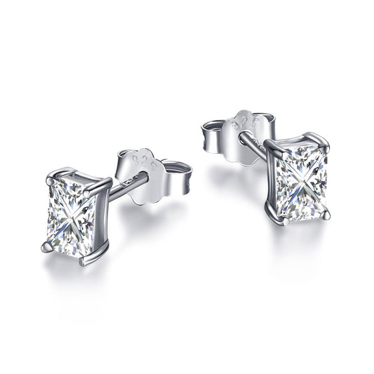 [Lumi Jewels]Stylish Shiny Rectangular Center Stone Stud Earrings