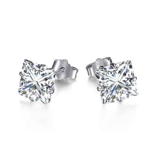[Lumi Jewels]Stylish Shiny Square Center Stone Stud Earrings