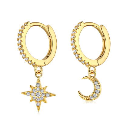 [Lumi Jewels]Star and Moon Asymmetric Earrings
