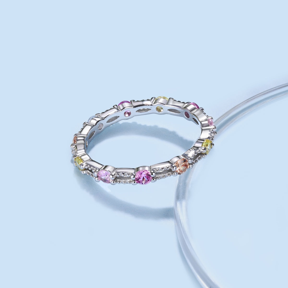 [Lumi Jewels]Sparkling Colorful Round Cut Tennis Ring