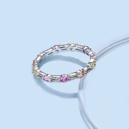 [Lumi Jewels]Sparkling Colorful Round Cut Tennis Ring