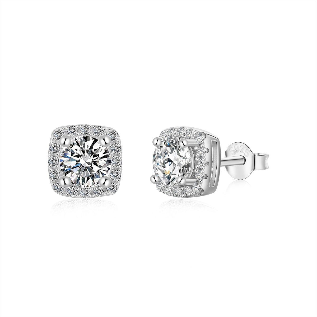 [Lumi Jewels]Classic Round Center Stone Stud Earrings