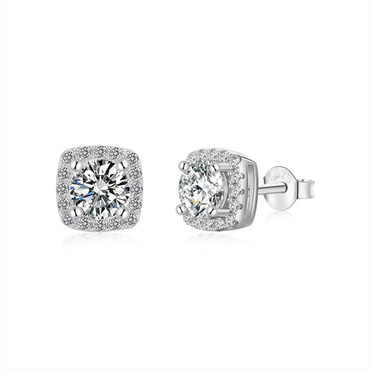 [Lumi Jewels]Classic Round Center Stone Stud Earrings