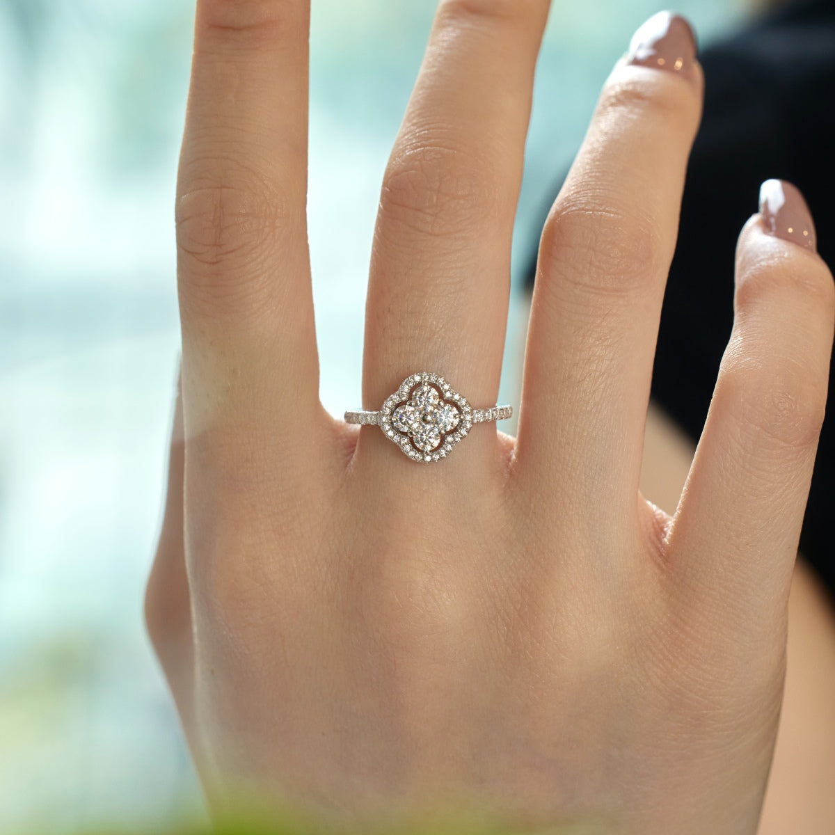 [Lumi Jewels]Four Leaf Clover Flower Design Ring