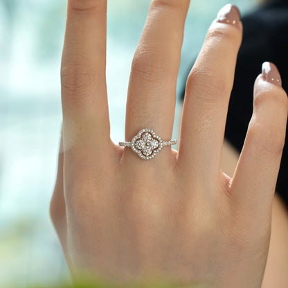 [Lumi Jewels]Four Leaf Clover Flower Design Ring