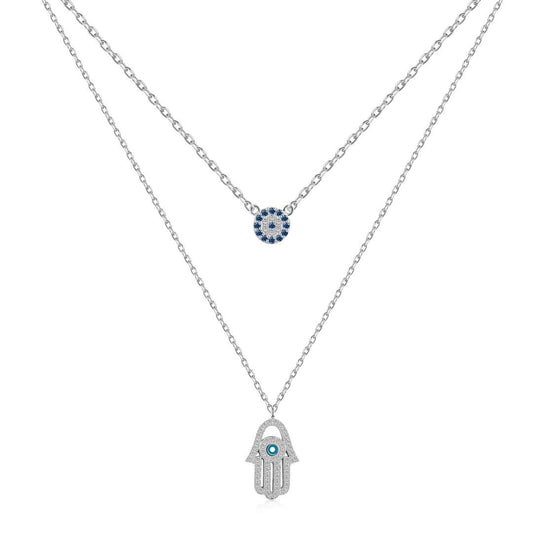 [Lumi Jewels]Demon Eye Hamsa Palm Necklace