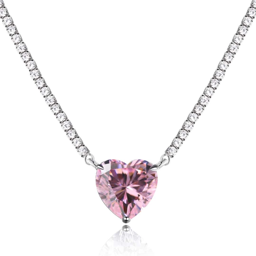 [Lumi Jewels]8.0 Carat Versatile Colorful Sweet Heart-Shaped Tennis Necklace