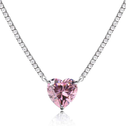 [Lumi Jewels]8.0 Carat Versatile Colorful Sweet Heart-Shaped Tennis Necklace