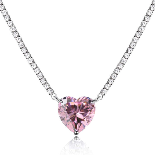 [Lumi Jewels]8.0 Carat Versatile Colorful Sweet Heart-Shaped Tennis Necklace