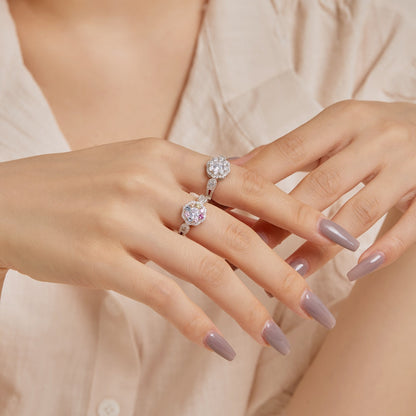 [Lumi Jewels]Delicate Colorful Round Cut Flower Shape Wedding Ring