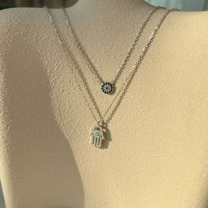 [Lumi Jewels]Demon Eye Hamsa Palm Necklace