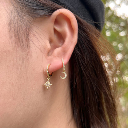[Lumi Jewels]Star and Moon Asymmetric Earrings