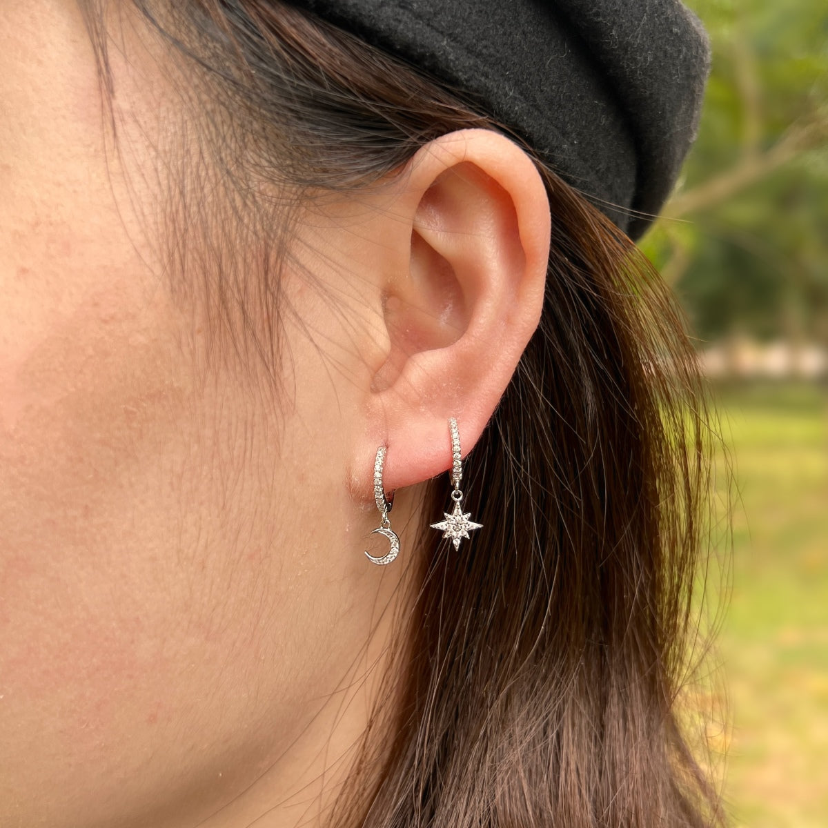 [Lumi Jewels]Star and Moon Asymmetric Earrings