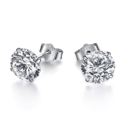 [Lumi Jewels]Stylish Shiny Round Center Stone Stud Earrings