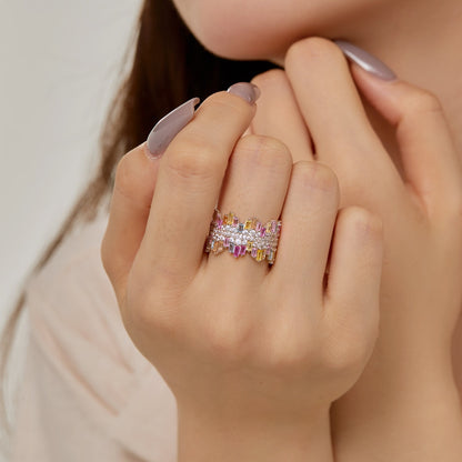 [Lumi Jewels]Luxurious Colorful Radiant Cut Daily Ring
