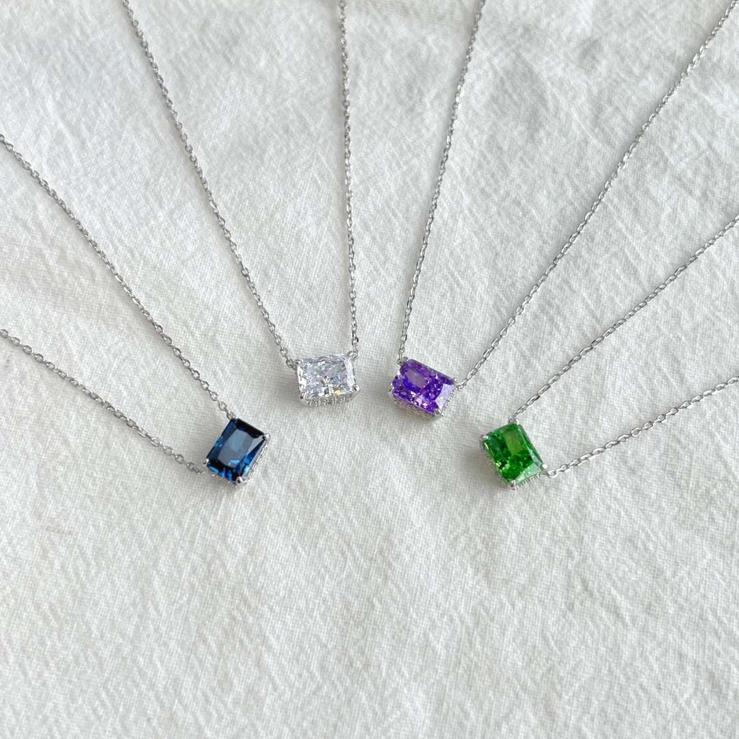 [Lumi Jewels]Luxurious Square Shape Colorful Necalack