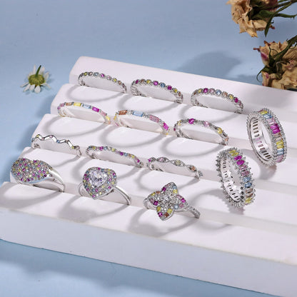 [Lumi Jewels]Luxurious Colorful Flower Shape Banquet Ring