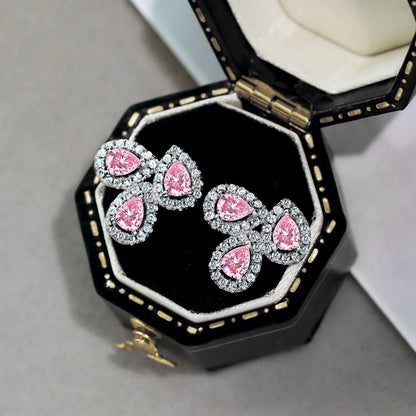 [Lumi Jewels]Ornate Flower Shape Pear Cut Lover Earrings